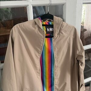 Totes Tan Jacket with Rainbow Lining